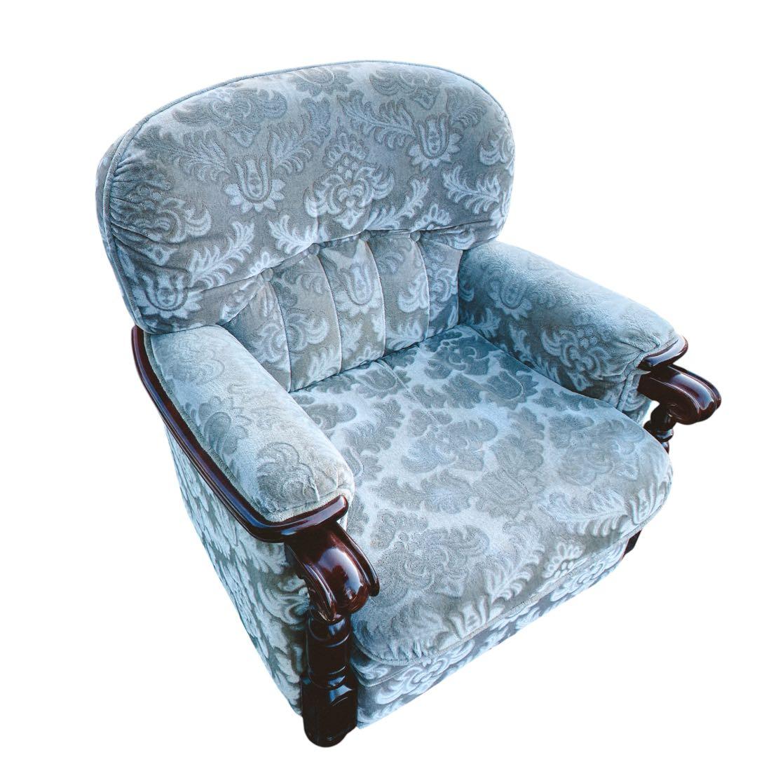 金華山 花柄ベロア　カリモク　ソファ　1人掛け　ヴィンテージ　レトロ