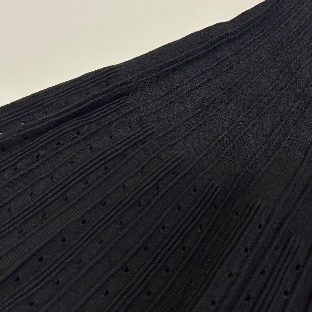 Rene ルネ☆パフスリーブ透かし編み切替ニットロングワンピース 38