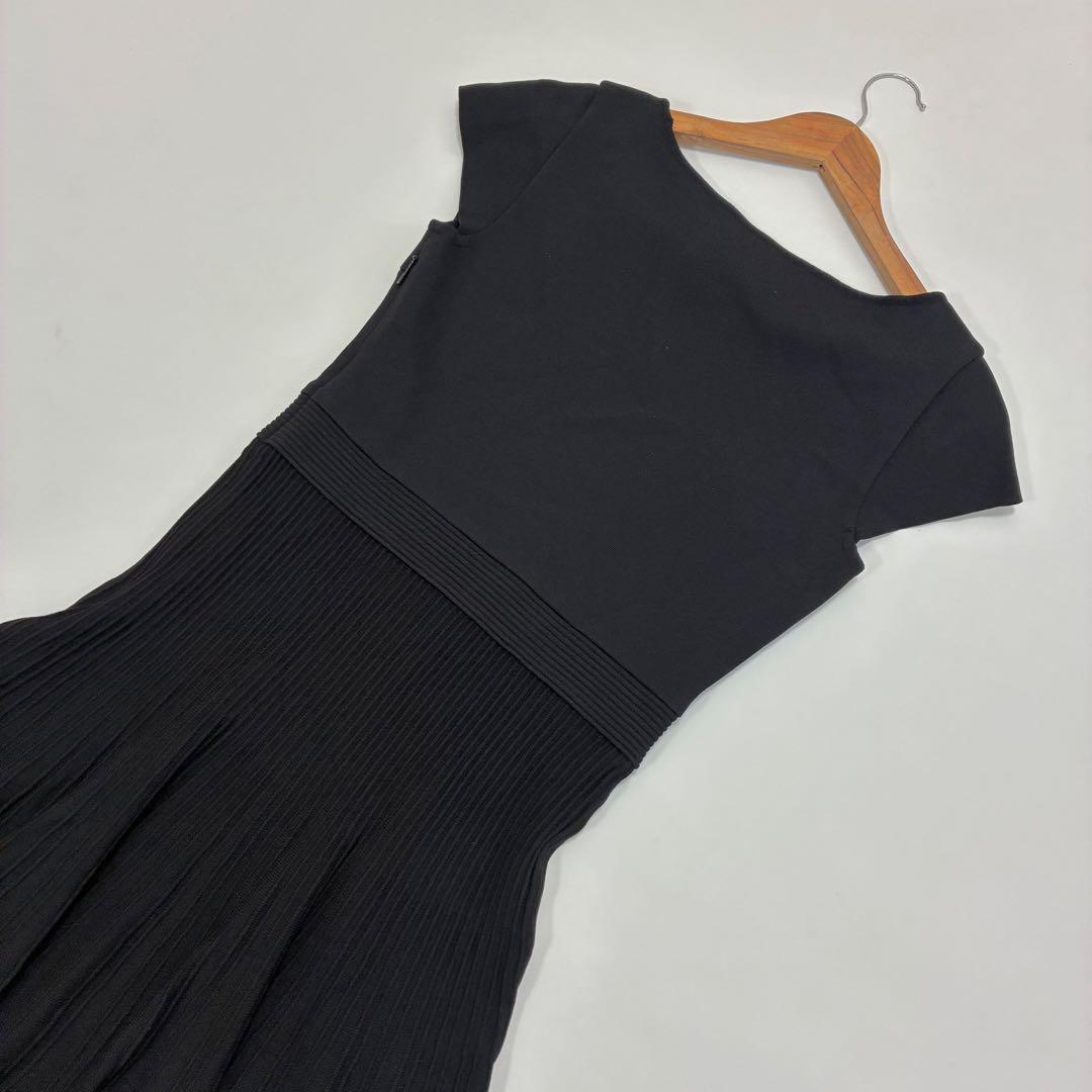 Rene ルネ☆パフスリーブ透かし編み切替ニットロングワンピース 38