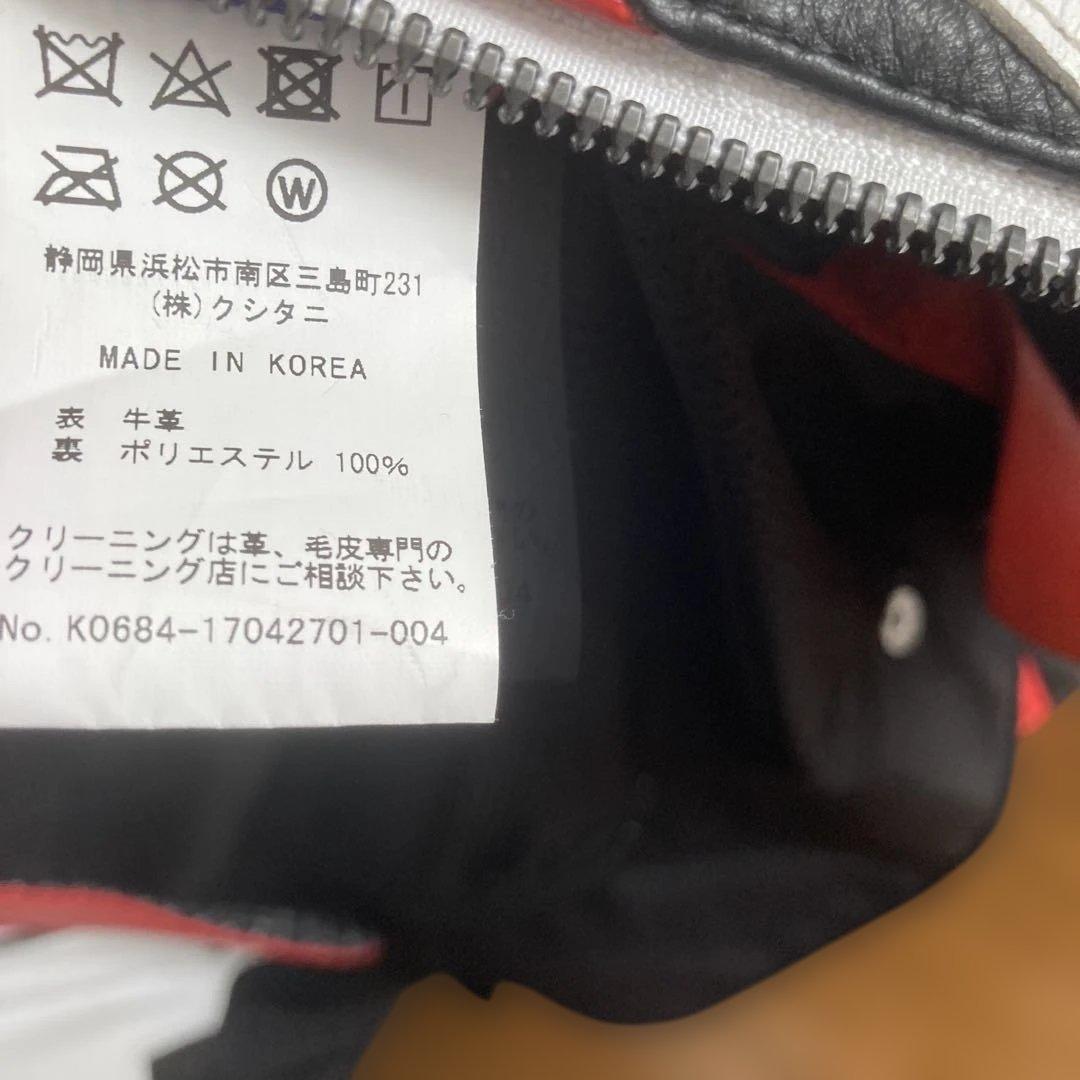 バイク用レザージャケット ホワイト/ブラック/レッド 希少サイズのLLの3W