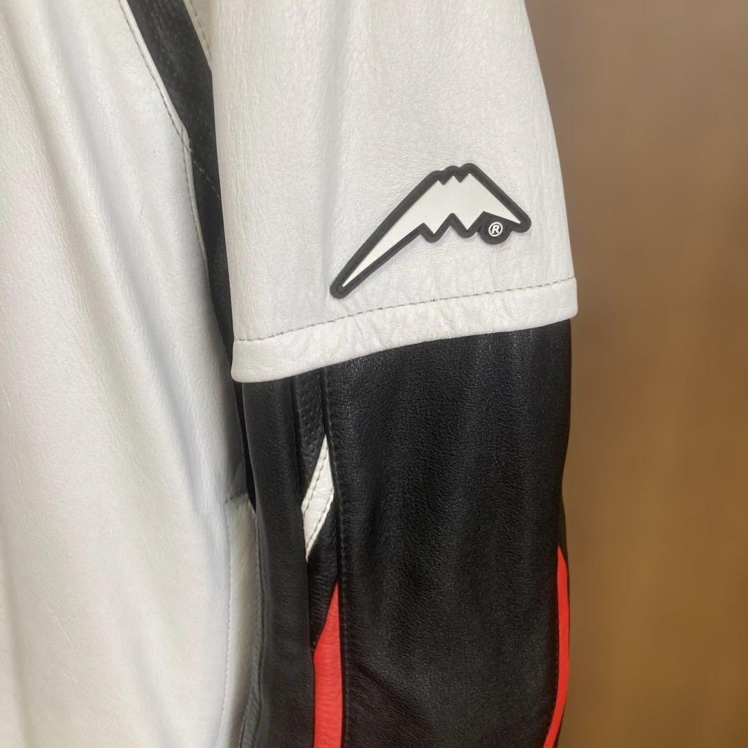 バイク用レザージャケット ホワイト/ブラック/レッド 希少サイズのLLの3W