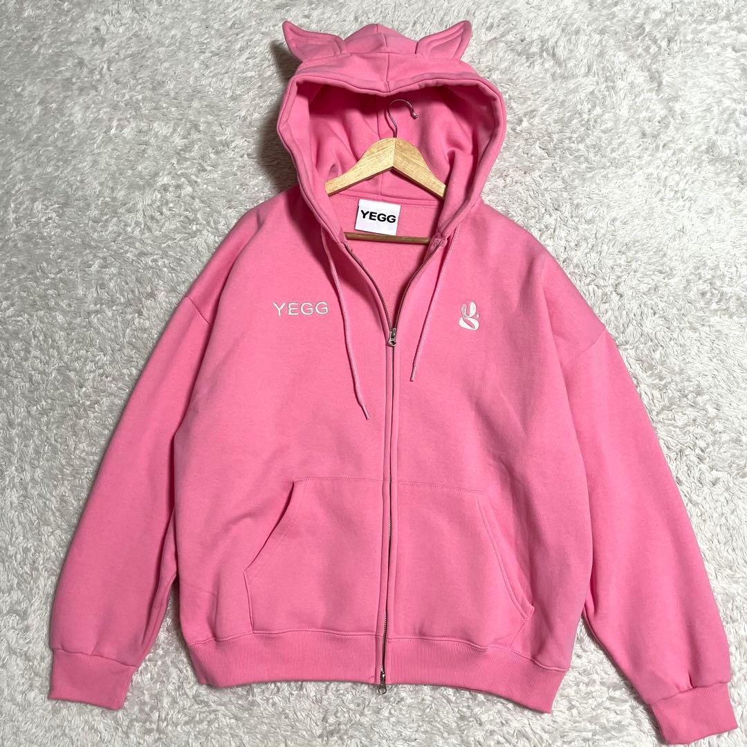 YEGG Wing Hoodie ジップパーカー ピンク Lサイズ 耳つき
