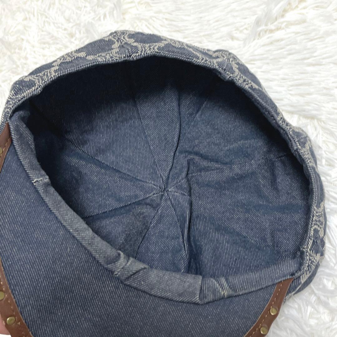 【稀少 ヴィンテージ】CELINE キャスケット M マカダム デニム スタッズ