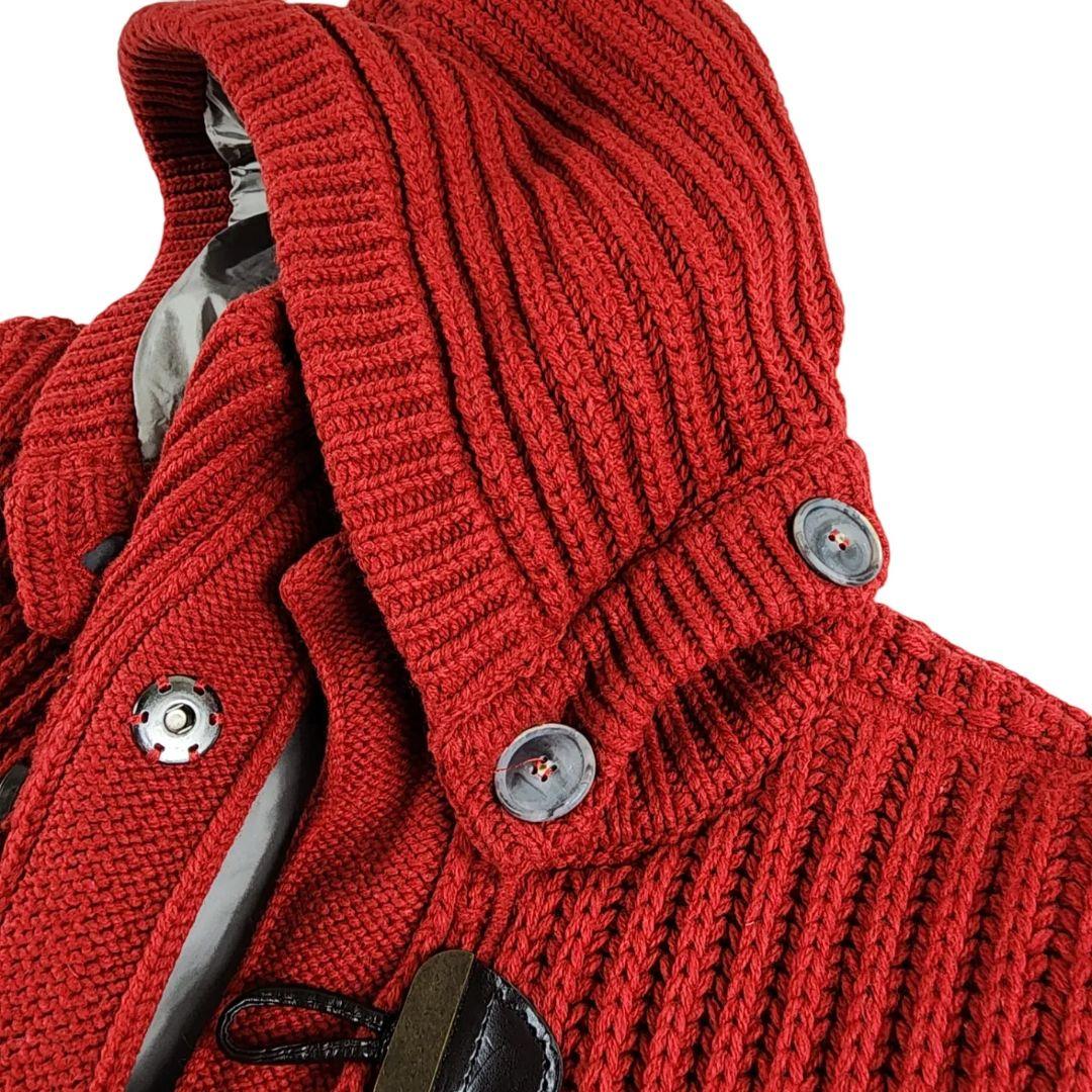 【 希少カラー 】 バーク　ダッフルコート　ニット　ワインレッド　Lサイズ