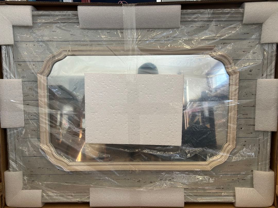 【Sarah Grace】【新品】薄水色 木製 フレーム 壁掛け鏡