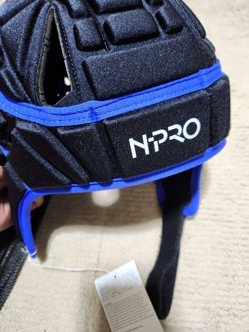 N-PRO 新品未使用ヘッドギア　ヘッドキャップ 黒✕ネオンブルー　SizeM