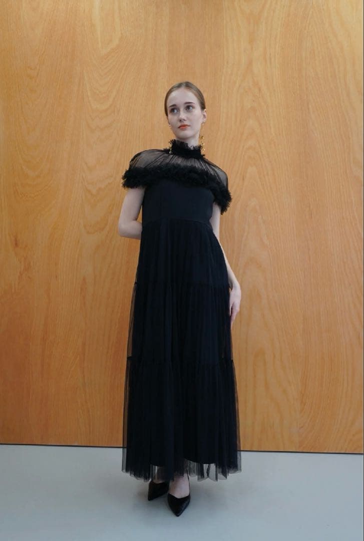 Acka. sheer shoulder dress【size1】