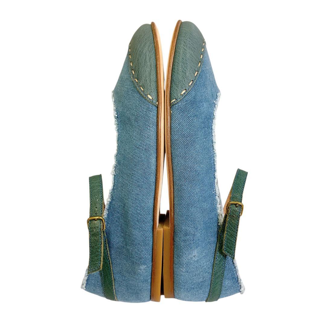 マカ88 未使用品 アンリークイール ストラップパンプス デニム地