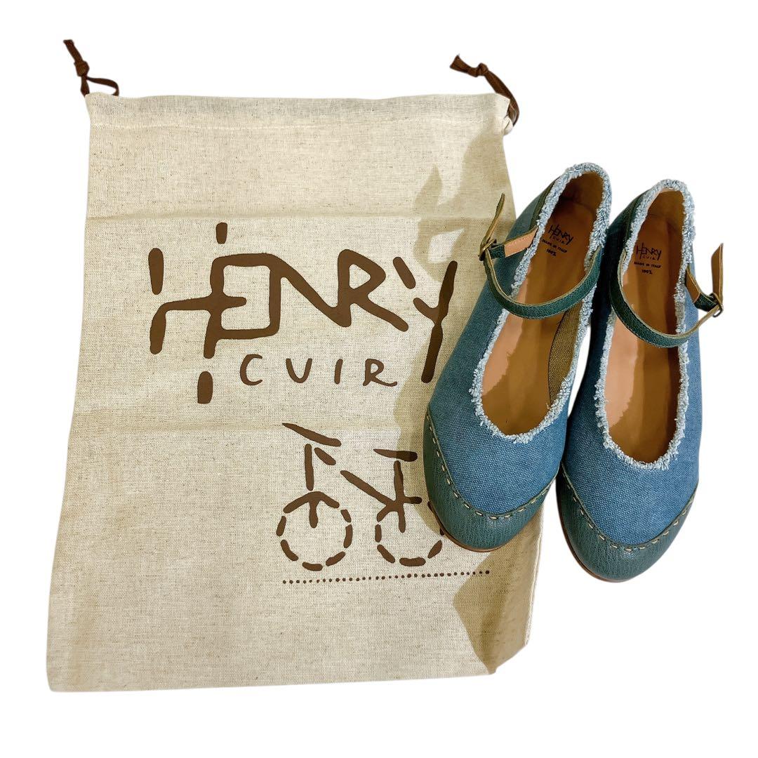 マカ88 未使用品 アンリークイール ストラップパンプス デニム地