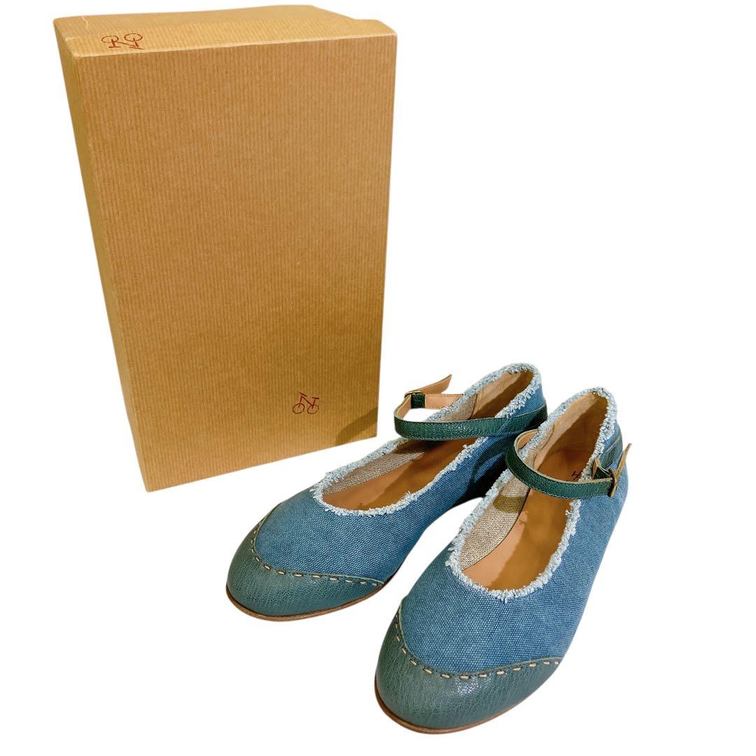 マカ88 未使用品 アンリークイール ストラップパンプス デニム地