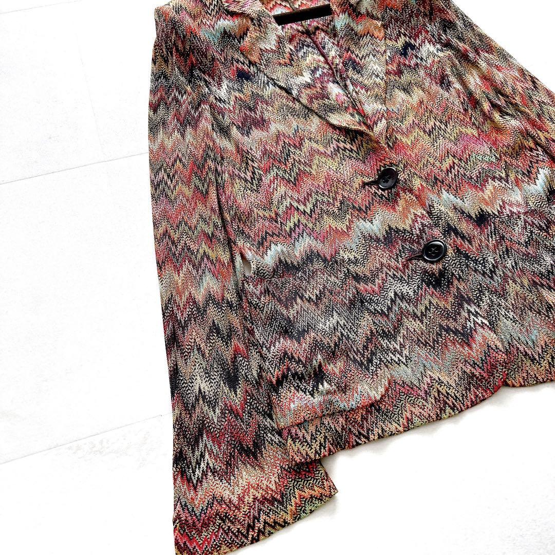 希少✨ミッソーニ　最高級オレンジタグ　ニットジャケット　マルチカラー　ジグザグ柄