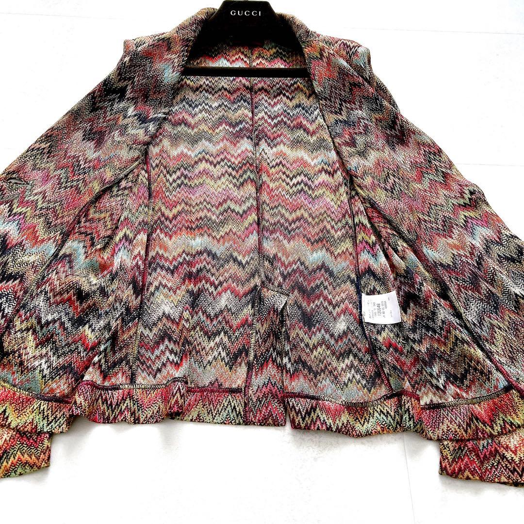 希少✨ミッソーニ　最高級オレンジタグ　ニットジャケット　マルチカラー　ジグザグ柄