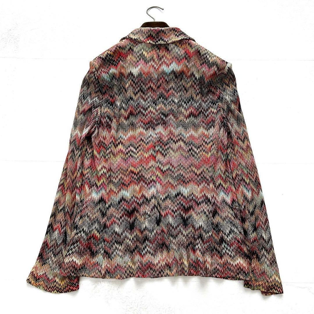 希少✨ミッソーニ　最高級オレンジタグ　ニットジャケット　マルチカラー　ジグザグ柄