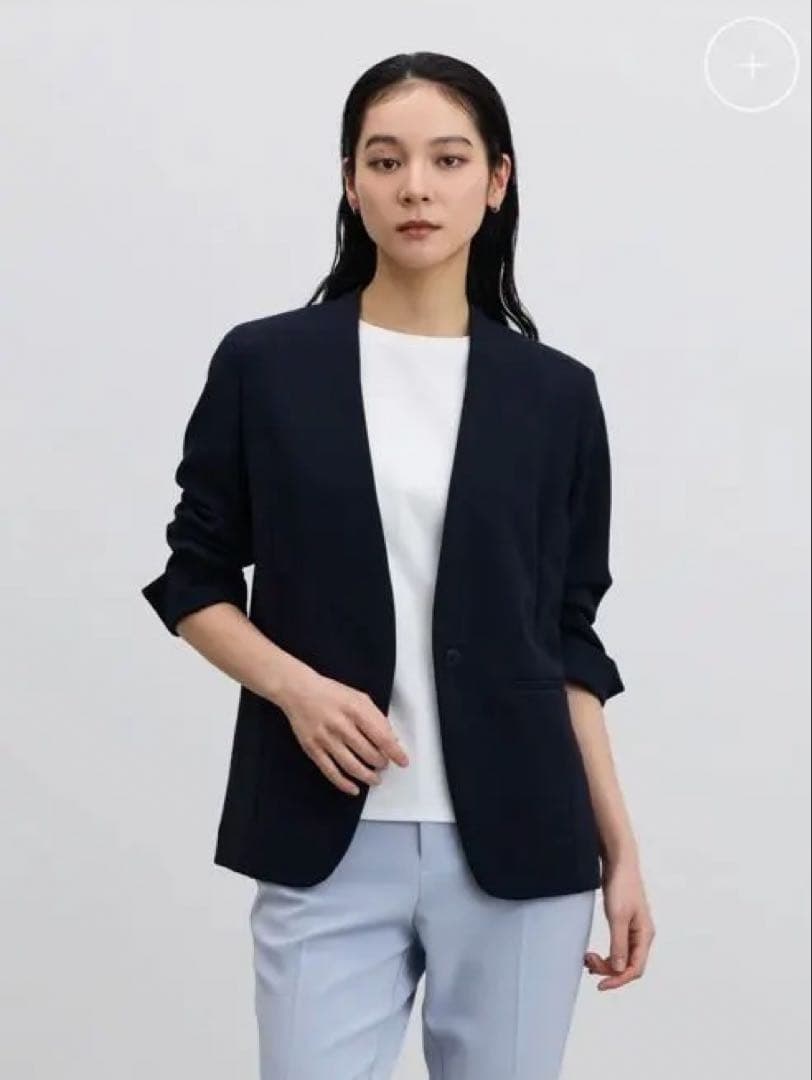 SOEJU ソージュ　ネイビー ノーカラージャケット