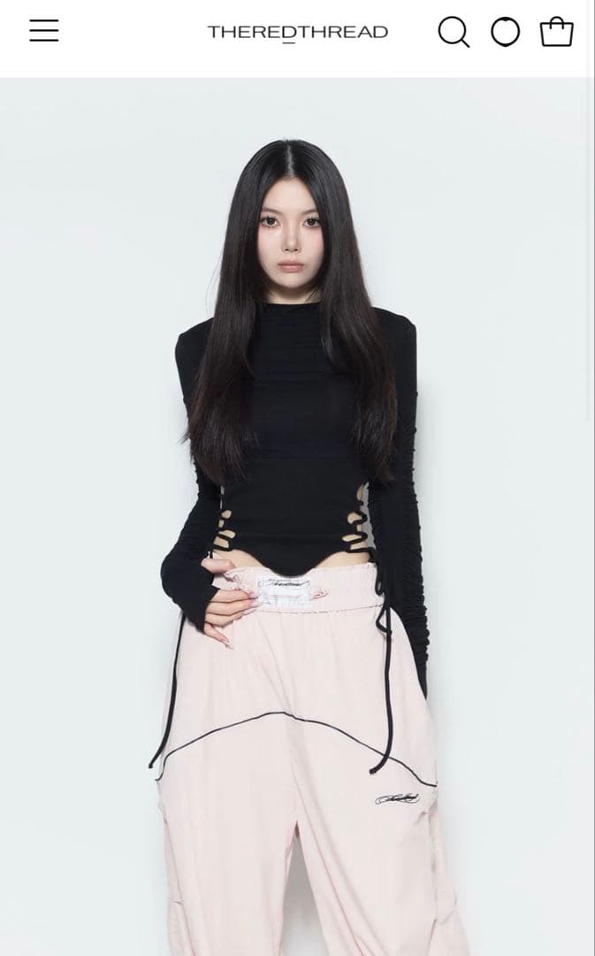 トップス Theredthread S split hem lace up tops