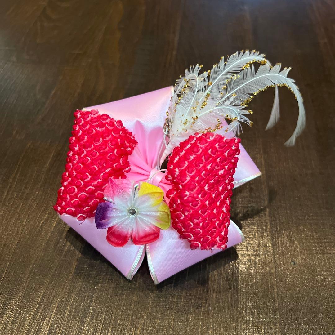 アンティーク 七五三 105cm前後 着物 作り帯 小物一式 フルセット 鼓 赤