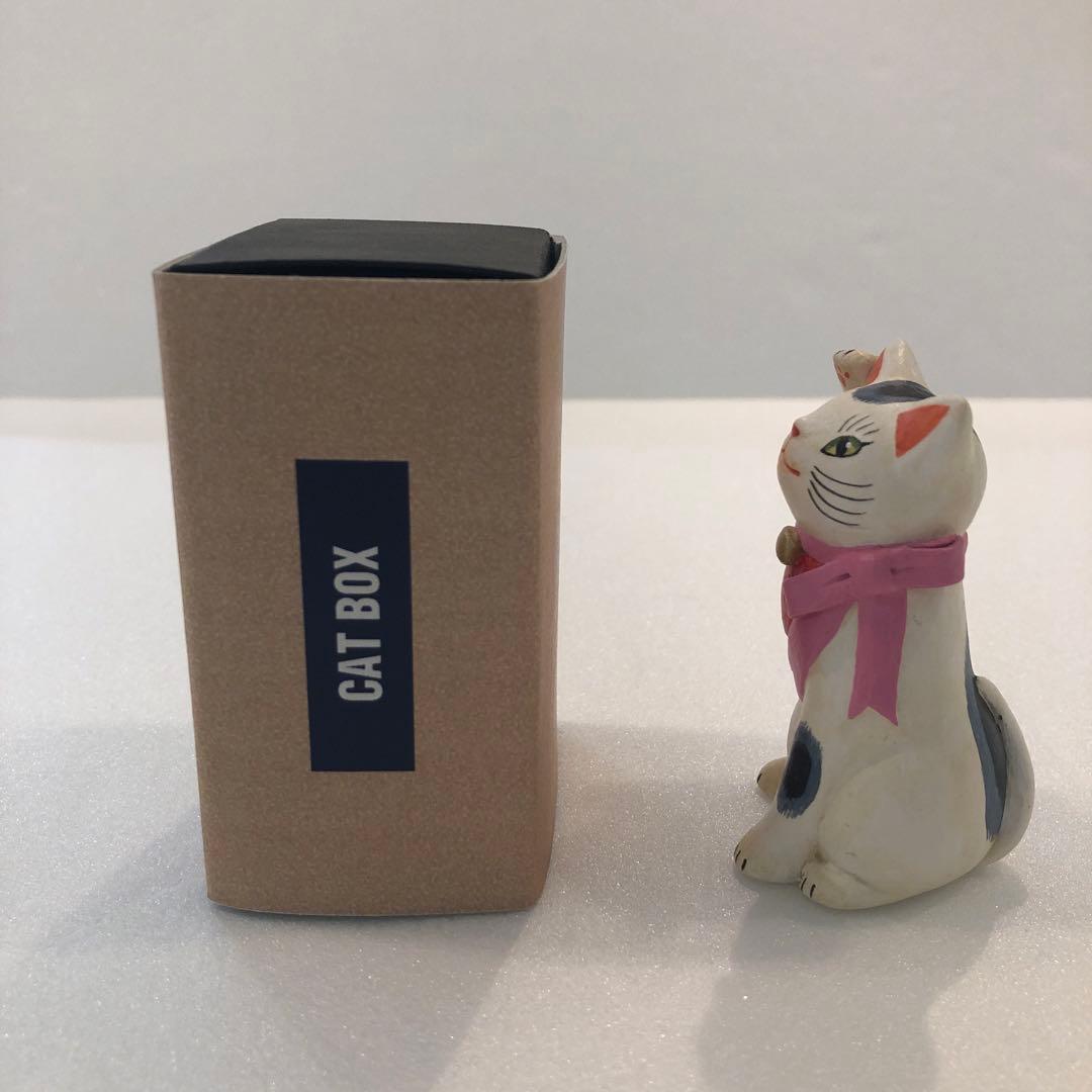 【新品】天野千恵美 招き猫 CATBOX 海猫堂 置物 リボン H7cm