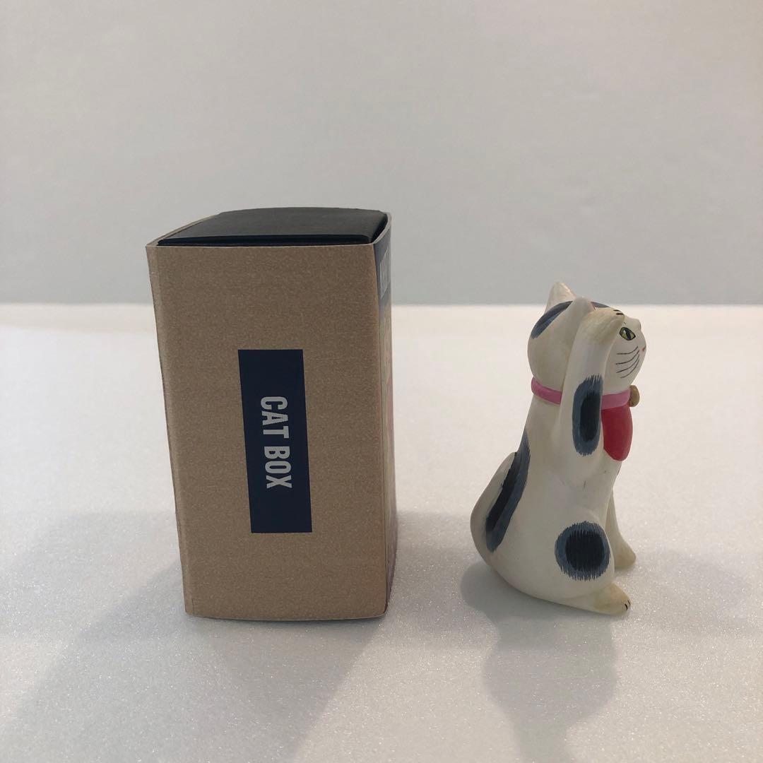 【新品】天野千恵美 招き猫 CATBOX 海猫堂 置物 リボン H7cm