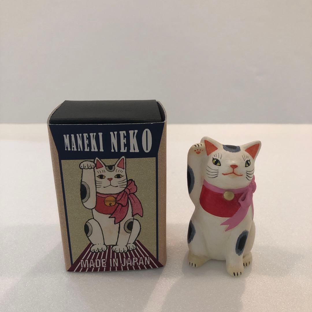 【新品】天野千恵美 招き猫 CATBOX 海猫堂 置物 リボン H7cm