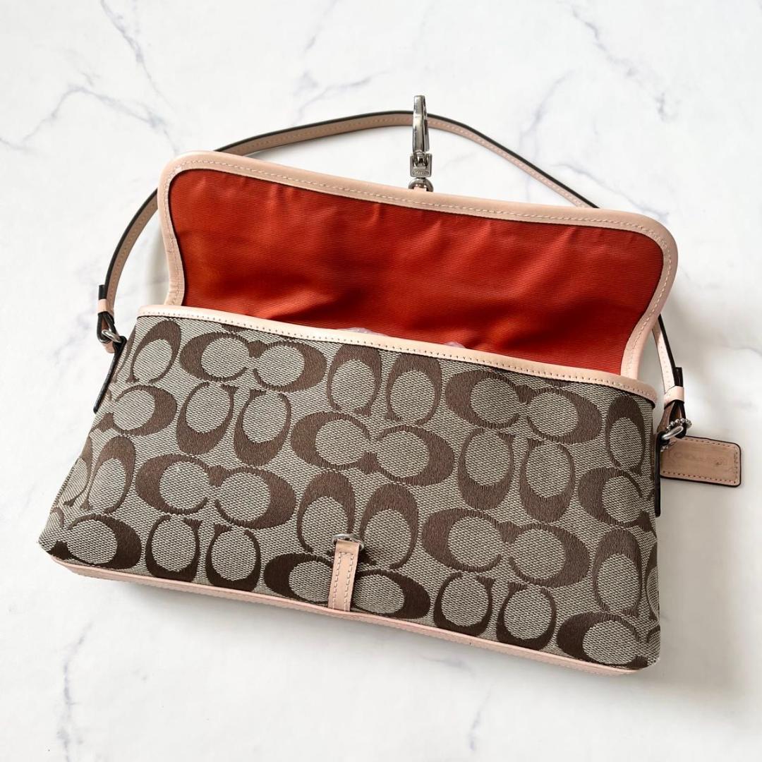 コーチ シグネチャー アクセサリーポーチ キャンバス レザー ベージュ