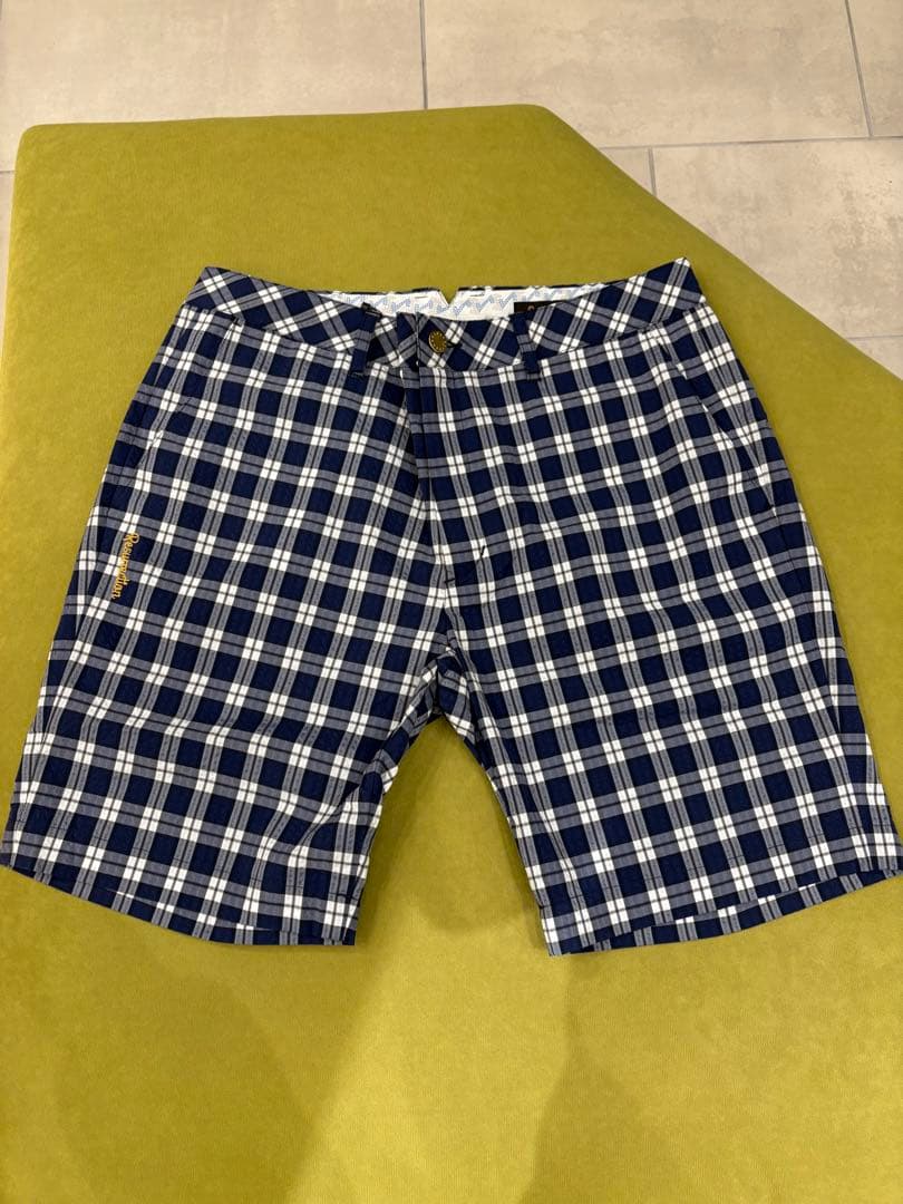 Resurrection ネイビー/ホワイトチェック ハーフパンツ