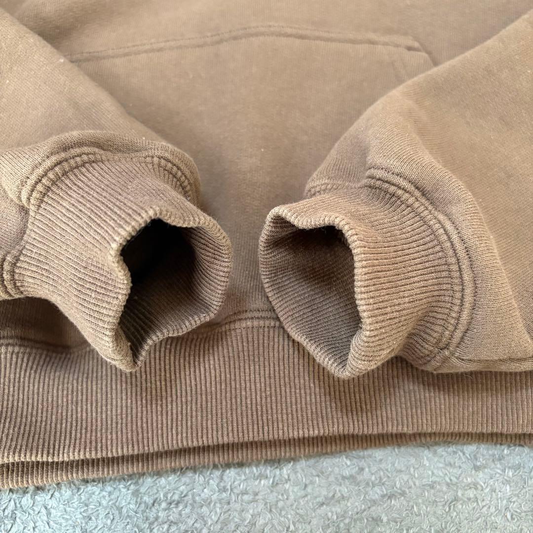 【美品】9090 フーディー パーカー S ブラウン 刺繍ロゴ