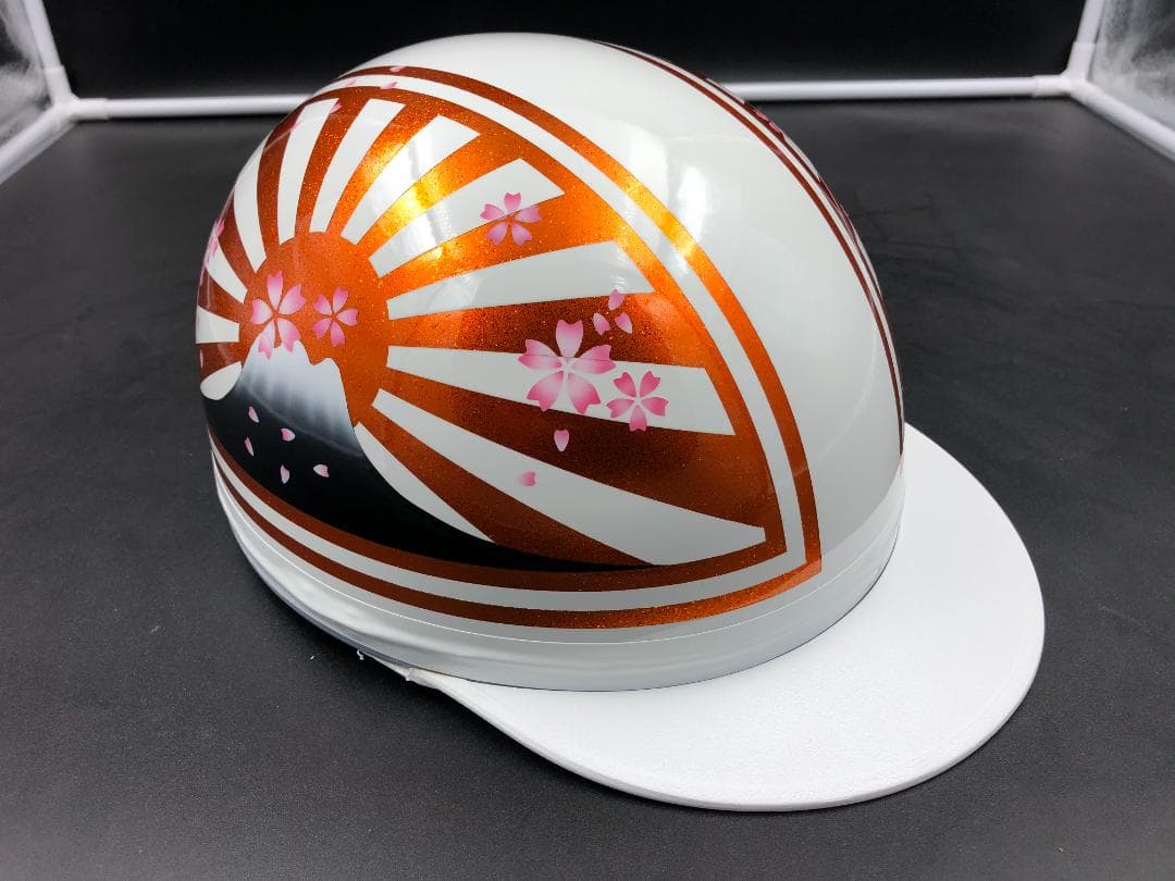 コルク半　カスタム　富士日章　三つボタン　ホワイトオレンジ　ラメ　(桜無し)