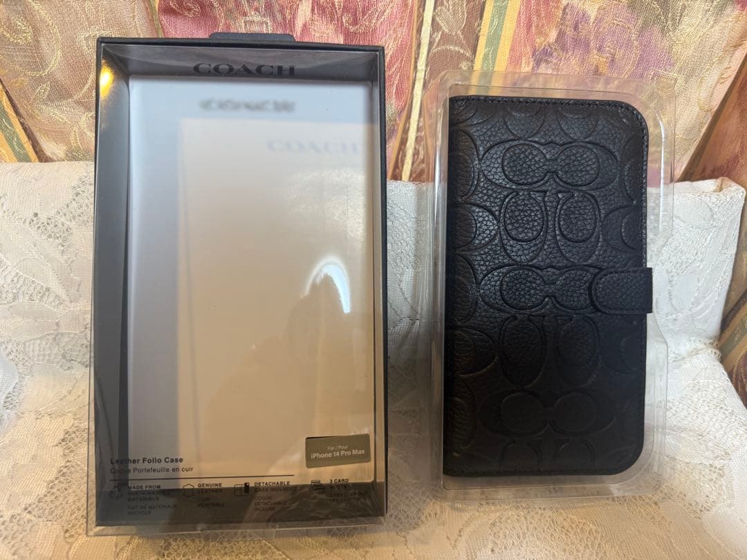 【新品]COACH 手帳型ケースiPhone14promax 保護フィルム