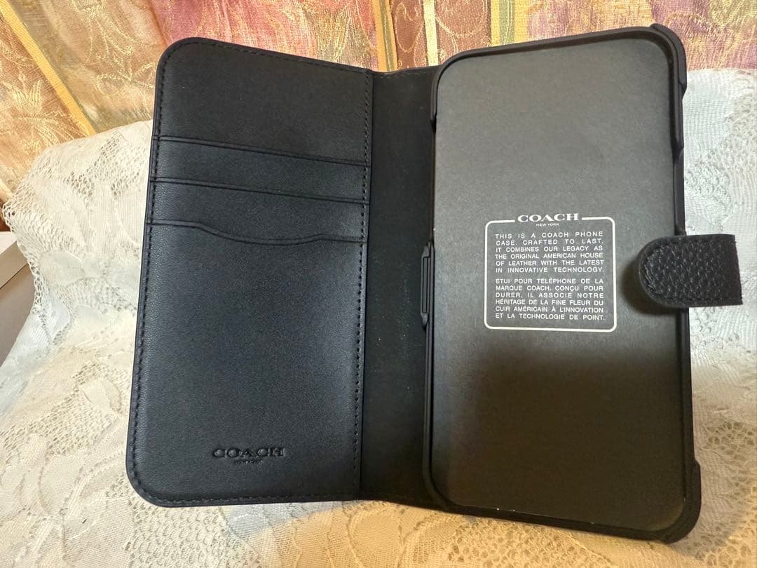 【新品]COACH 手帳型ケースiPhone14promax 保護フィルム