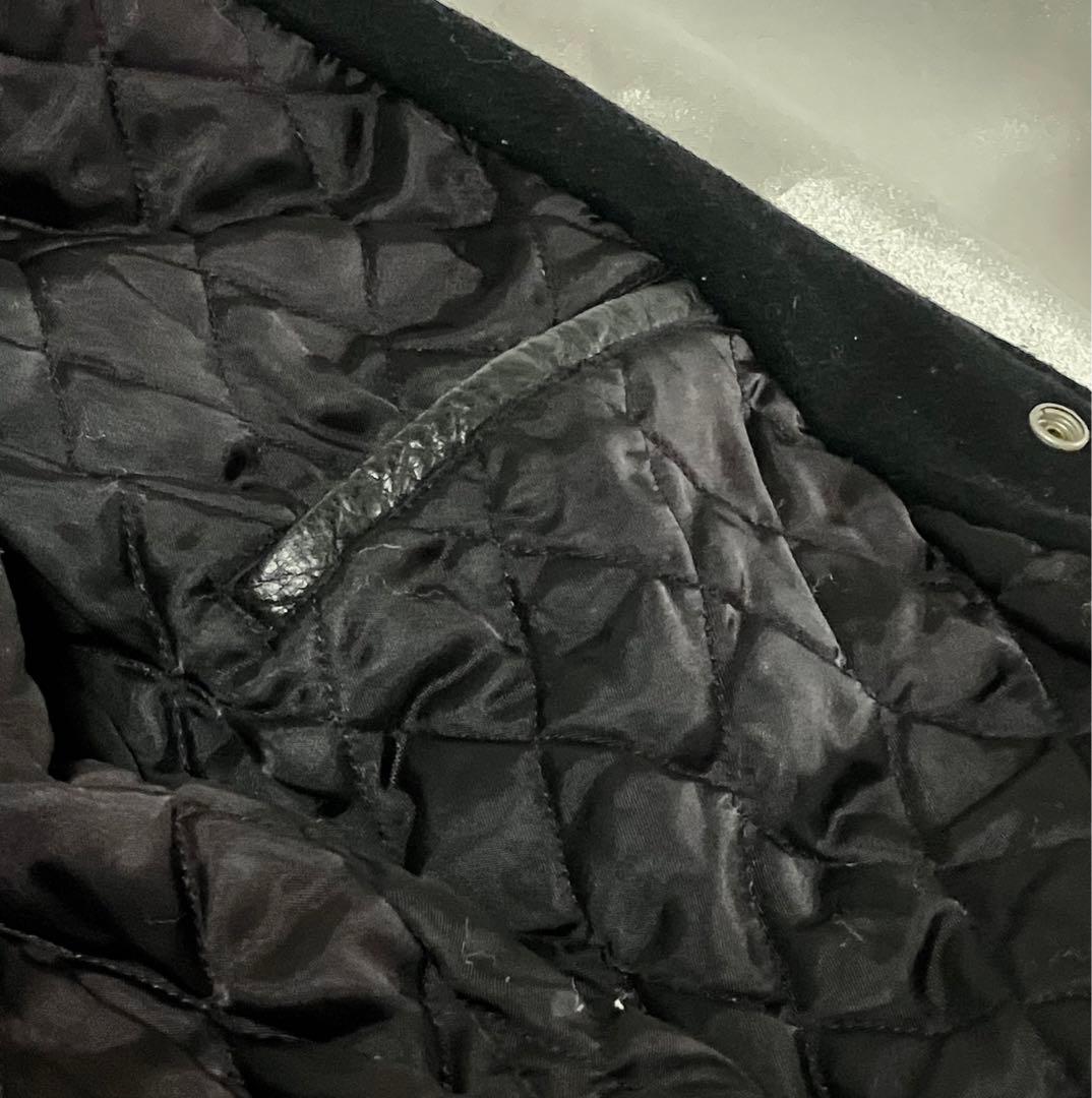 スタジャン ウール レザー 黒