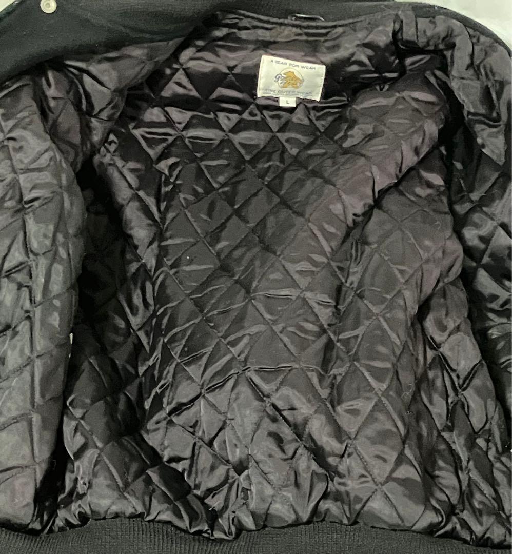 スタジャン ウール レザー 黒