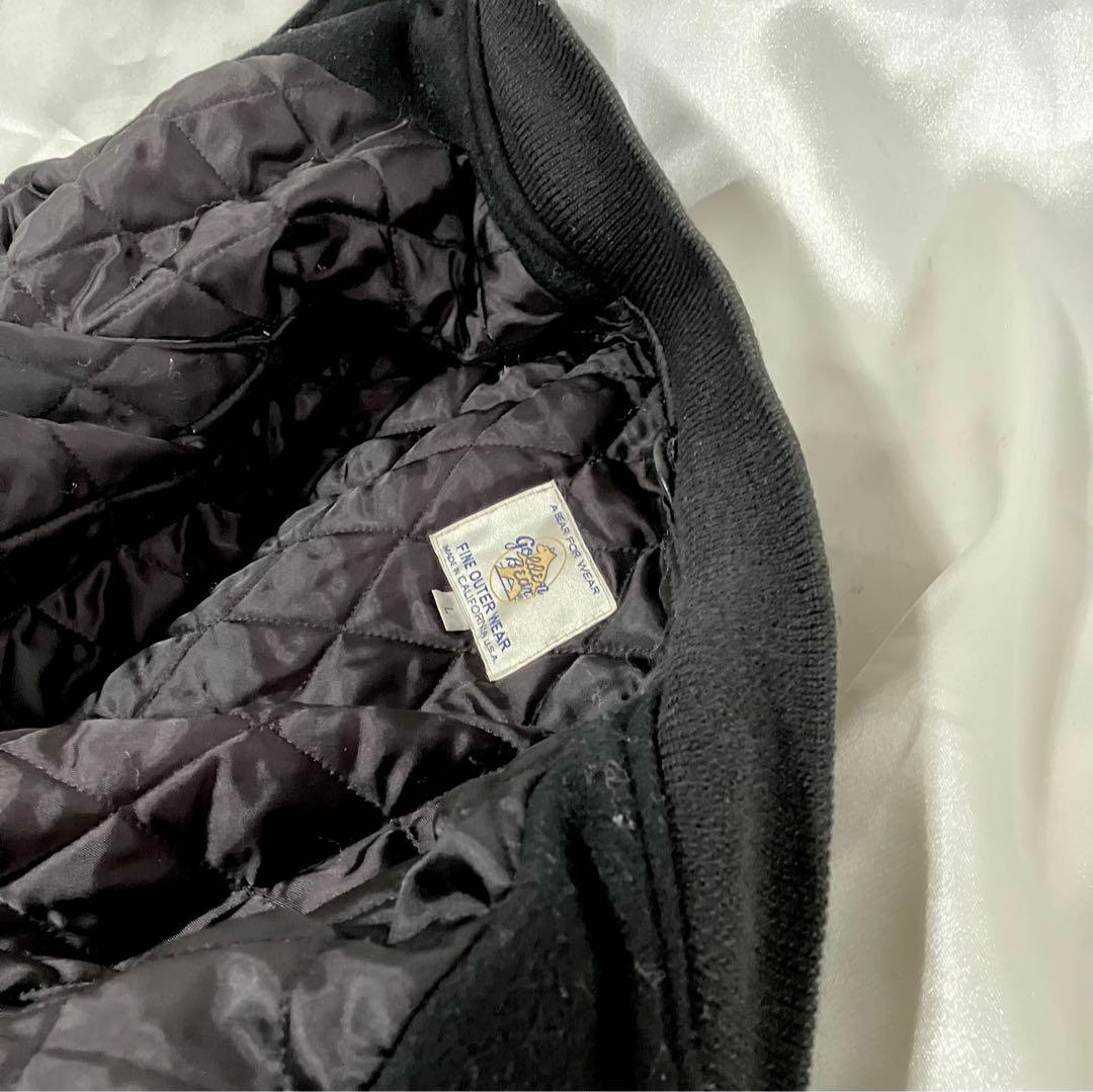 スタジャン ウール レザー 黒