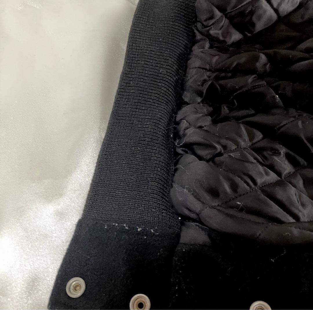 スタジャン ウール レザー 黒