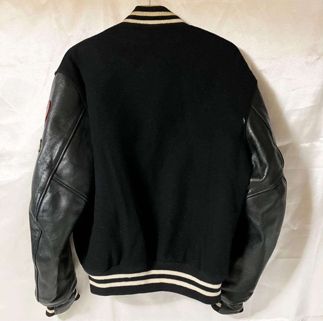 スタジャン ウール レザー 黒