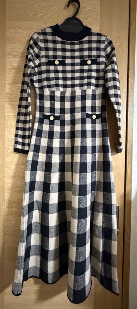 【美品】Herlipto plaid jacquard knit dress