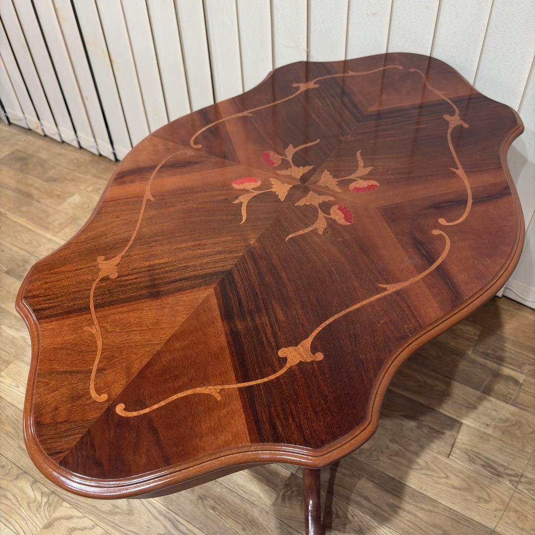 象嵌細工 センターテーブル イタリア クラシック 猫脚 コーヒーテーブル カフェ