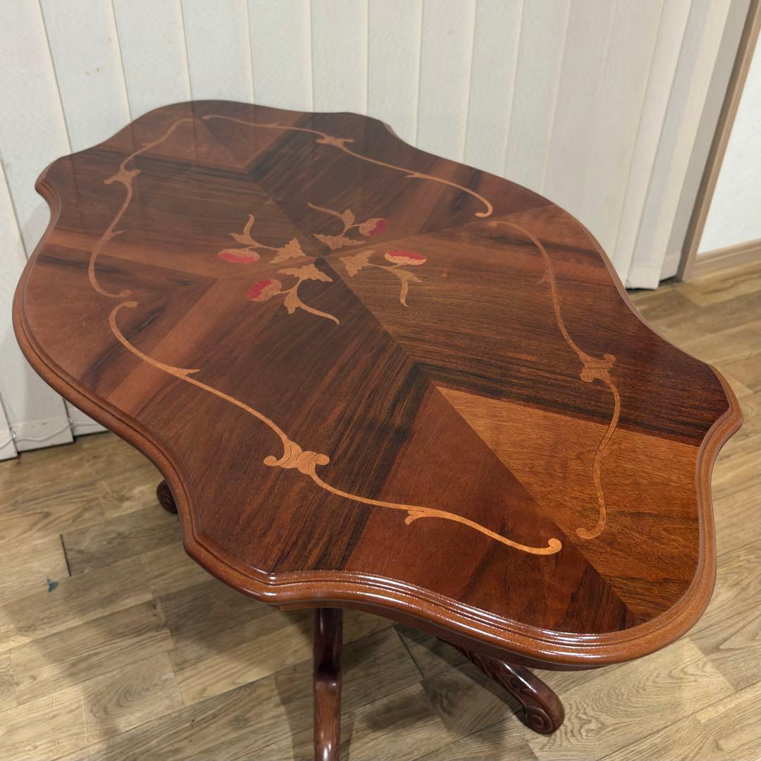 象嵌細工 センターテーブル イタリア クラシック 猫脚 コーヒーテーブル カフェ