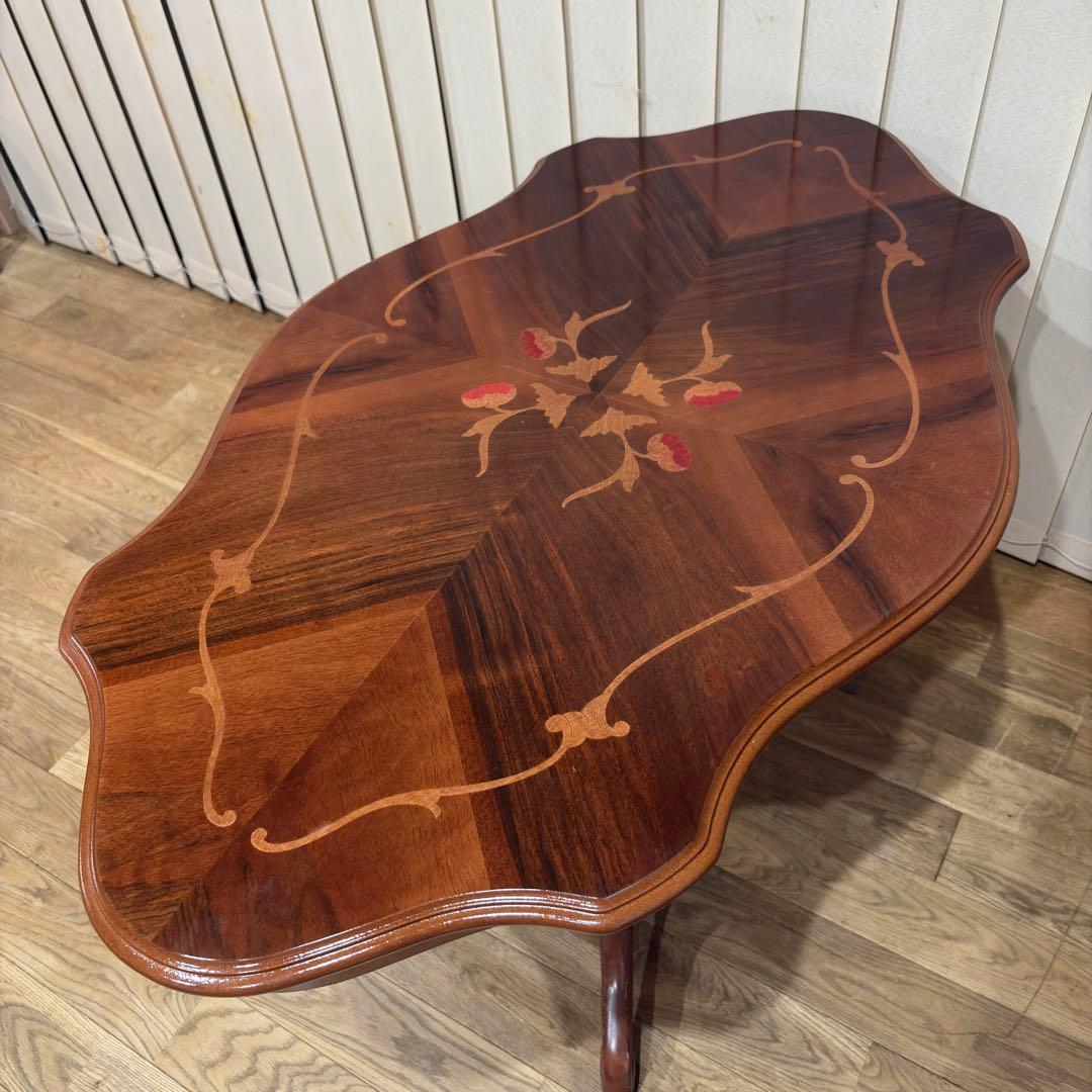 象嵌細工 センターテーブル イタリア クラシック 猫脚 コーヒーテーブル カフェ