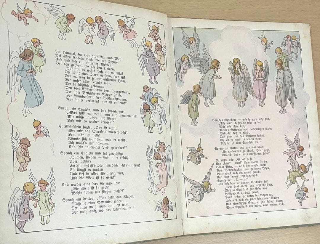 NO.382 希少 古書 アンティーク洋書 児童書 ドイツ絵本 天使