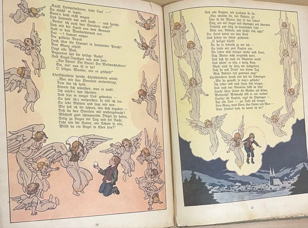 NO.382 希少 古書 アンティーク洋書 児童書 ドイツ絵本 天使