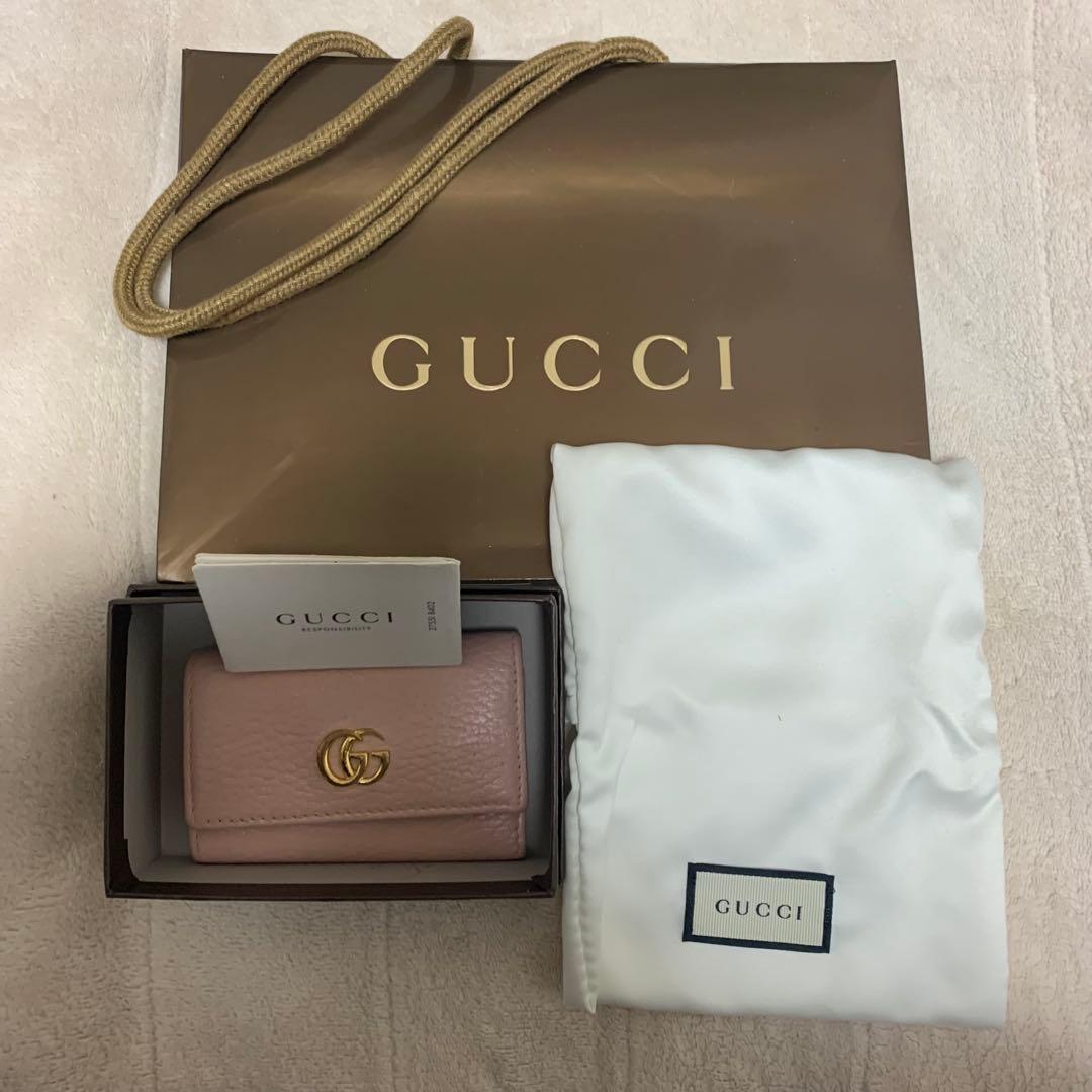 のやGUCCI グッチ GGマーモント レザー 6連 キーケース ピンク系