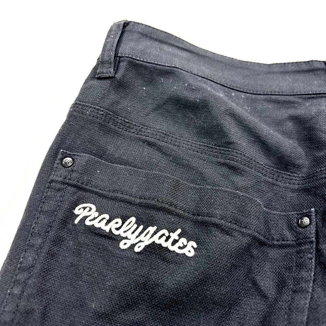 パーリーゲイツ　4/M メンズ　ロングパンツ　ブラック　刺繍ロゴ　バックロゴ