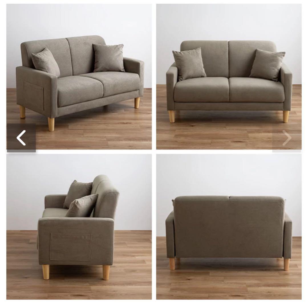 極美品　Emma 2人掛けコンパクトソファ グレー