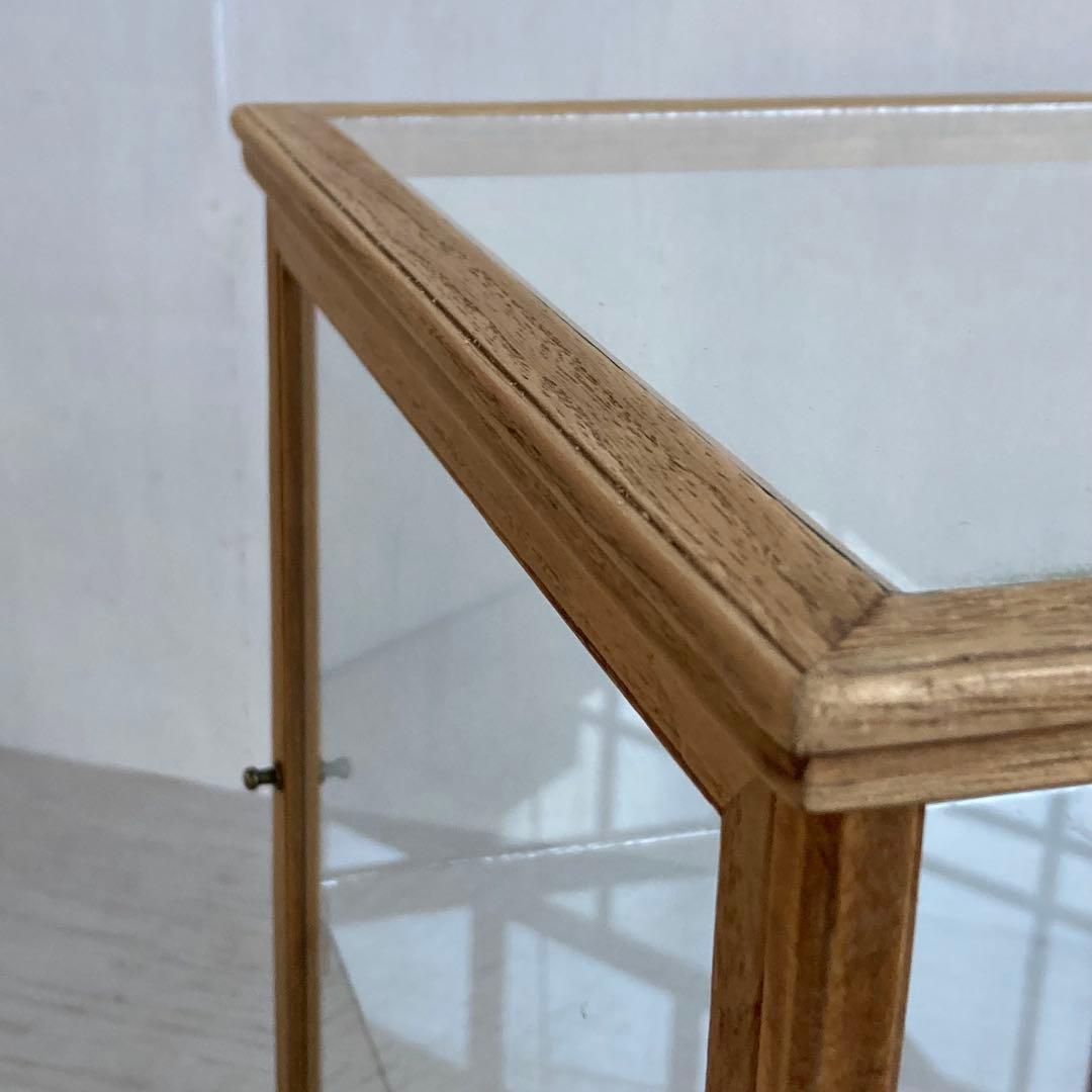 古い木製 ガラスケース 2段 ショーケース 展示ケース 店舗什器 食器棚