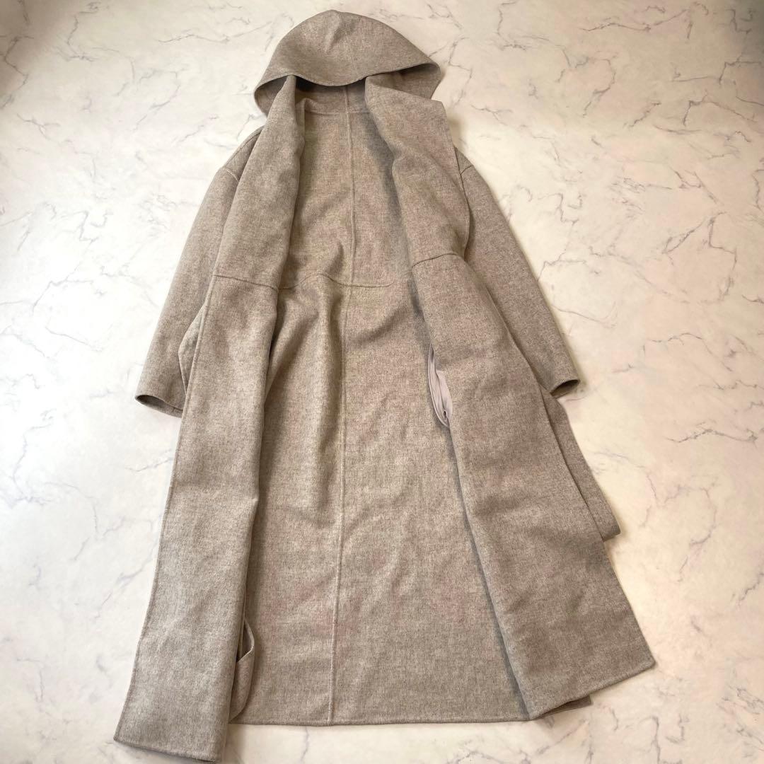 ROPEロペ 近年モデル ウールリバーフーデットガウンコートロング ベージュ36