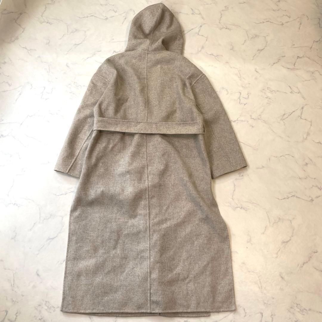 ROPEロペ 近年モデル ウールリバーフーデットガウンコートロング ベージュ36