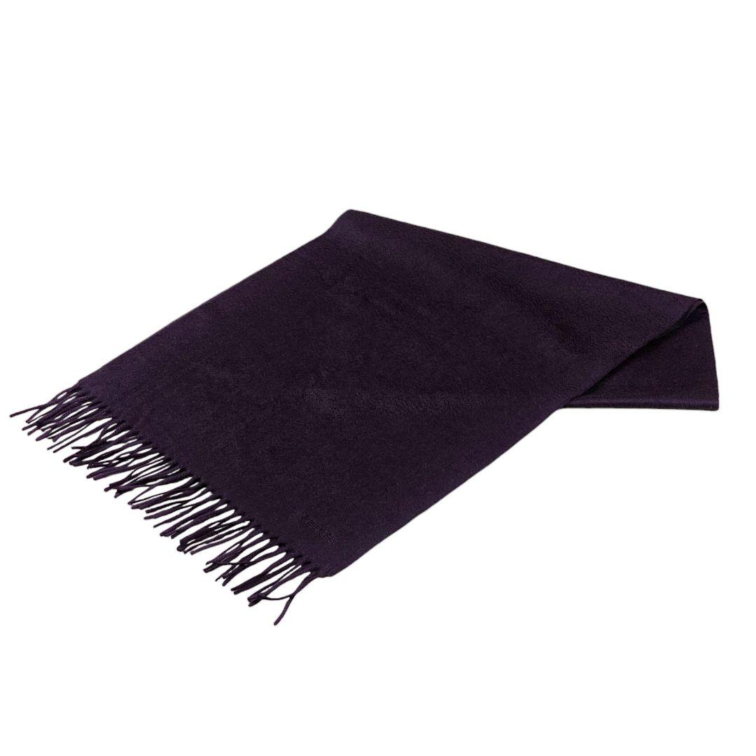 美品 エルメス HERMES フリンジ ロゴ刺繍 カシミヤ マフラー ストール