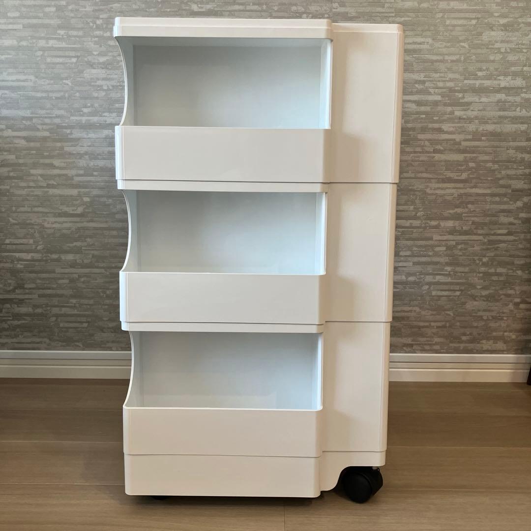 ボビーワゴン　ホワイト 3段チェスト 2トレイ付き キャスター付き