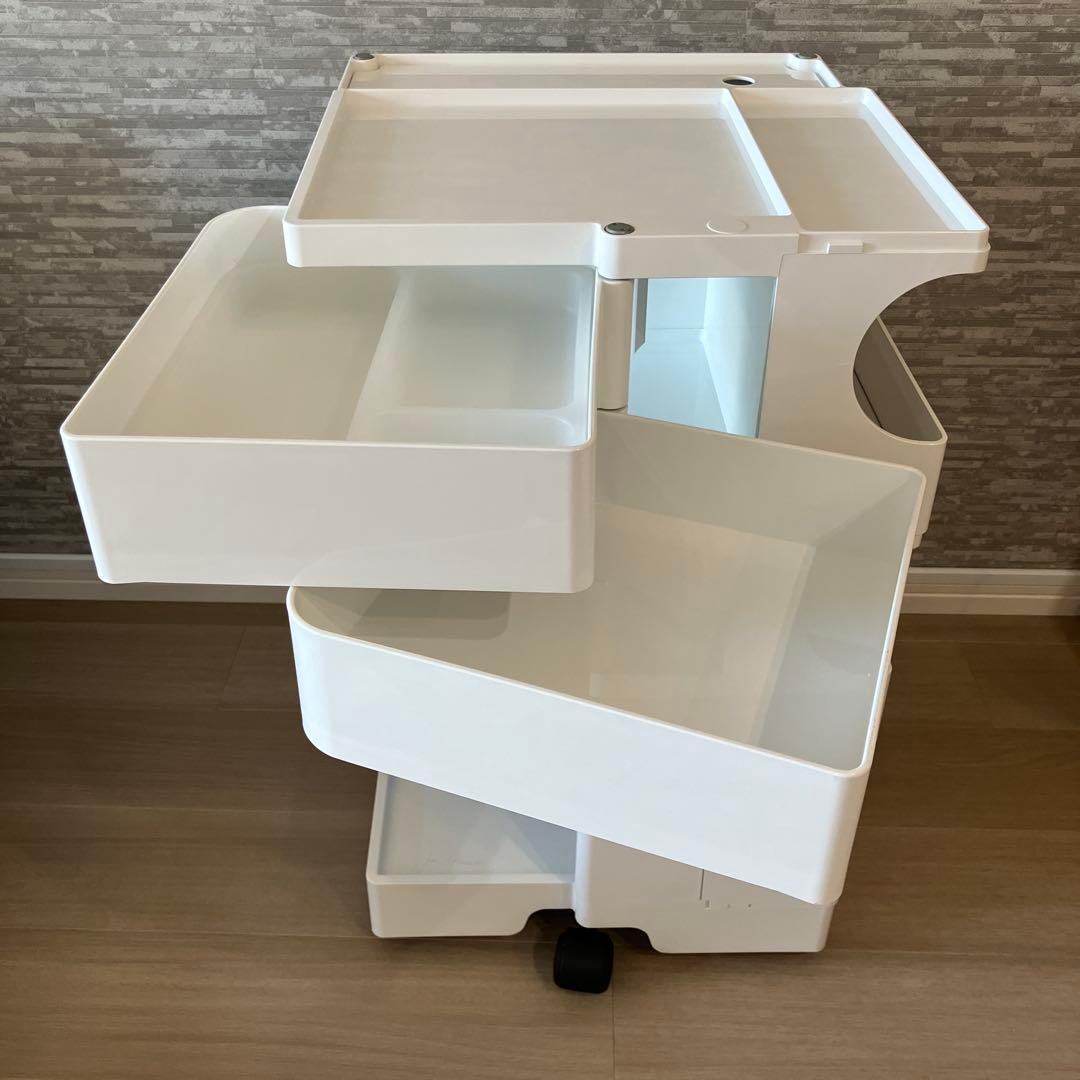 ボビーワゴン　ホワイト 3段チェスト 2トレイ付き キャスター付き