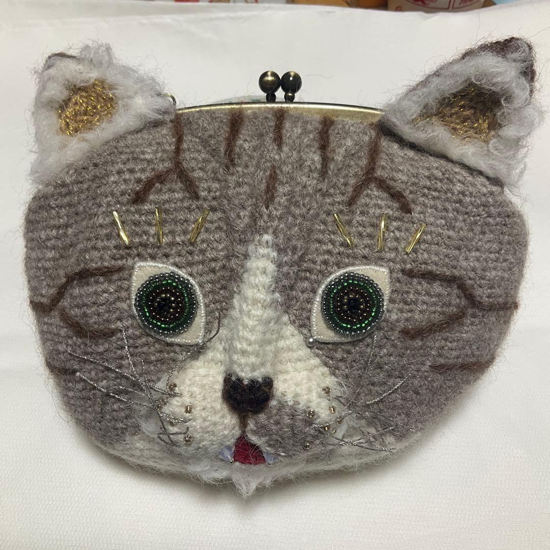 TIMIDE ネコ　ポーチ　猫　　ハンドメイド　がま口　チャトラ